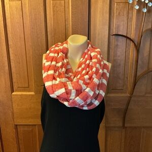 Red and white strip -infinity scarf